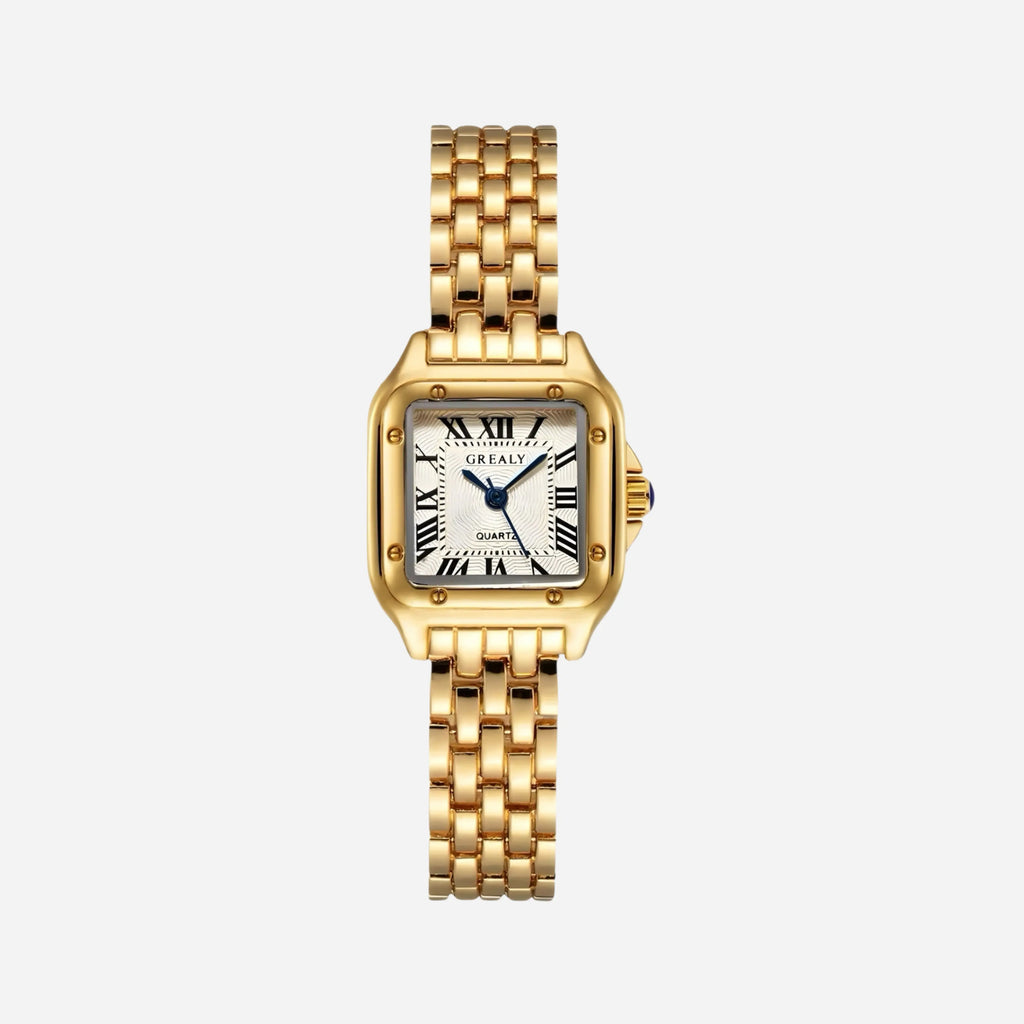 Leonie – Orologio in oro con cassa quadrata.