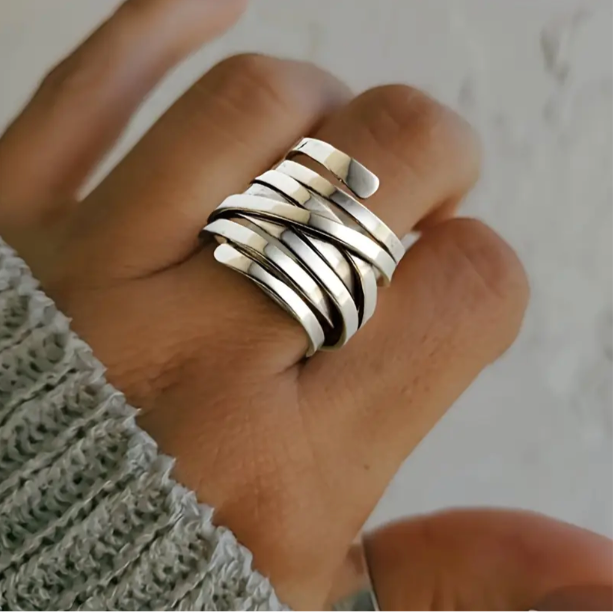 Bliss - Vintage Dikke Laag Zilveren Ring