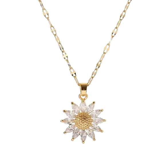 Sun | Halskæde med Solsikkevedhæng i Krystal