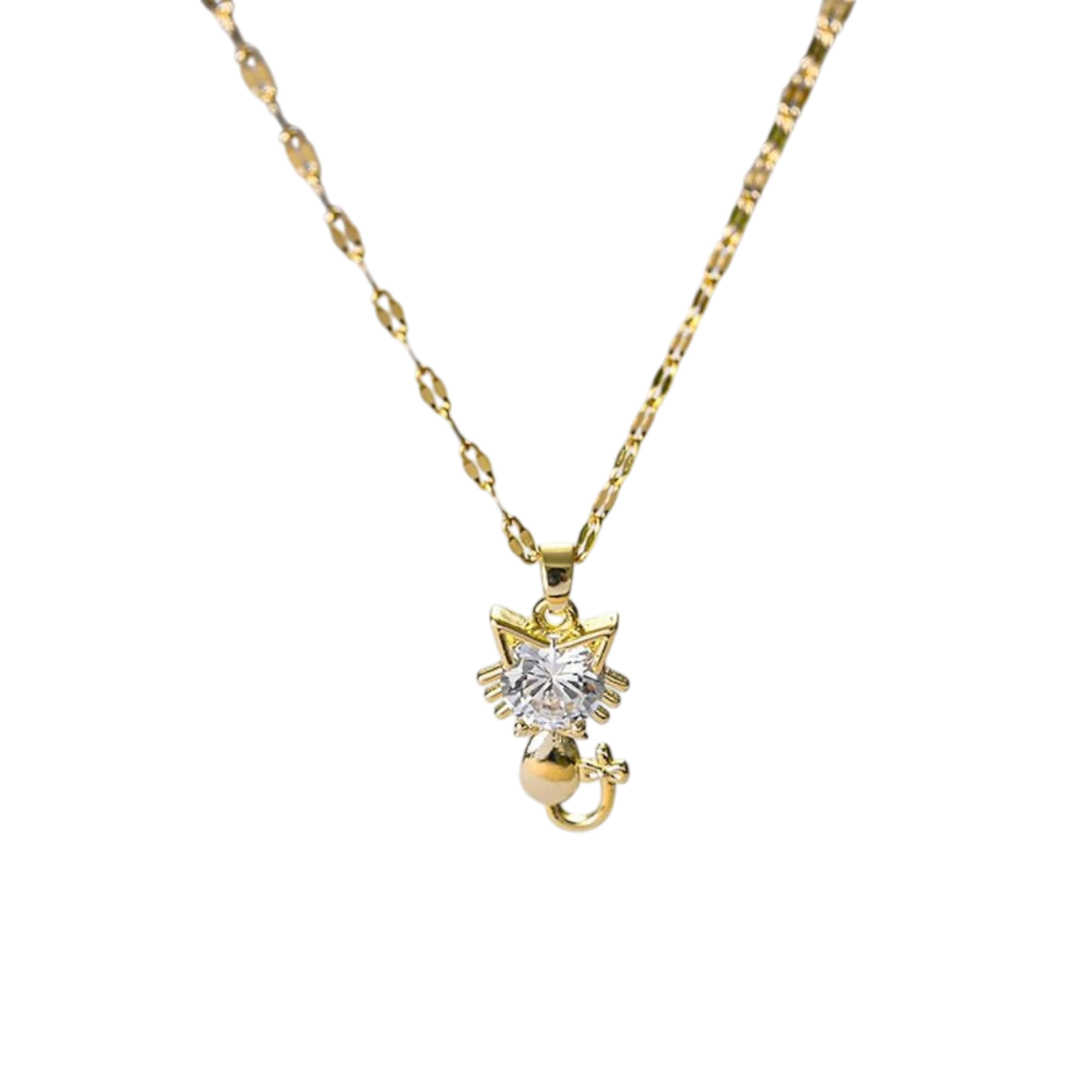 Kattehalskæde med funklende sten