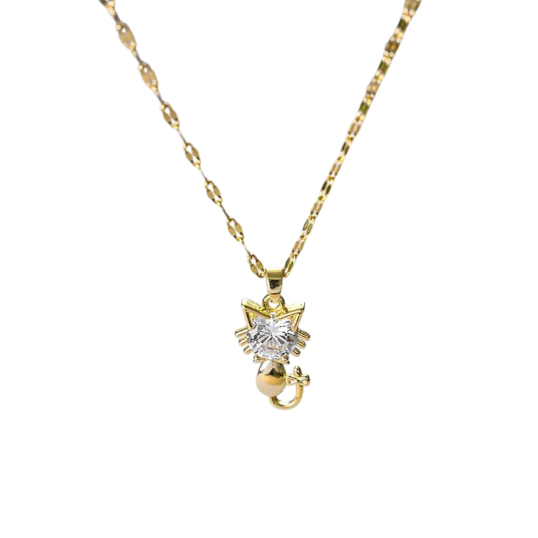 Kattehalskæde med funklende sten