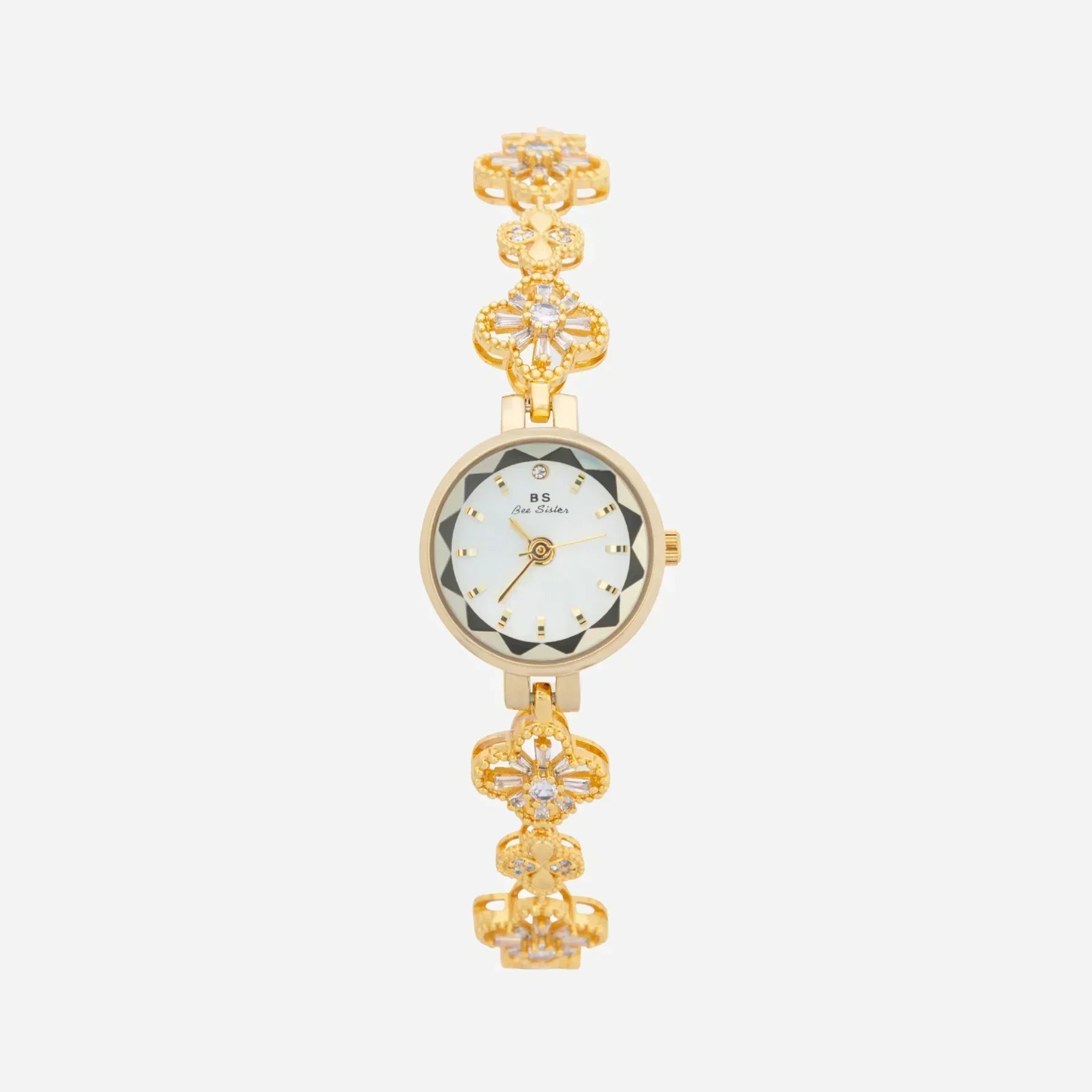 Elina – Orologio in oro con bracciale a fiori.
